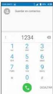 Guarlar en contactos 1234 1 2 3 nat AMO 800 800 4 5 6 OH JAL MMCI 7 8 9 PORT TUN WSL * 0 OCULTAR