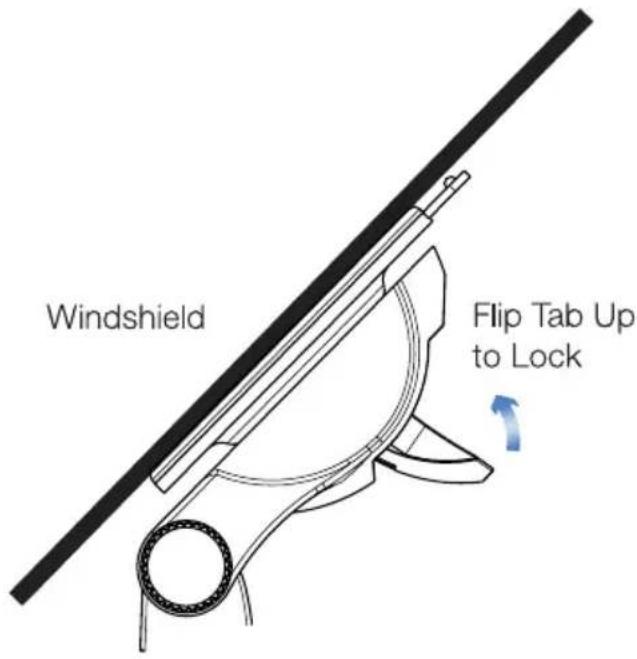 Windshield Flip Tab Up to Lock