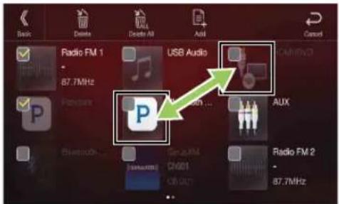Sain Delete Delete All Add Cancel Radio FM 1 87.7MHz USB Audio P Aux Bluetooth... GraAMM CH01 GB02 Radio FM 2 87.7MHz