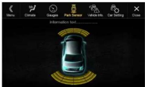 Menu Climate Gauges Park Sensor Vehicle Info Car Setting Close Information text............