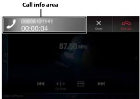 Call info area 00:00:10:11:41 00:00:04 87.50 MHz Close End Call None Phone