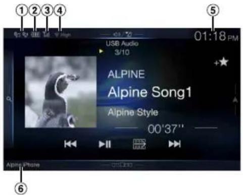 ①②③④ USB Audio 3/10 ALPINE Alpine Song1 Alpine Style 00'37" Alpine Phone 01:18 PM