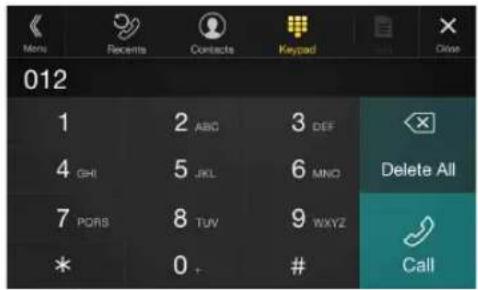 012 1 2 ABC 3 DEF 4 GHI 5 JKL 6 MNO Delete All 7 PORS 8 TUV 9 WXYZ Call * 0 #