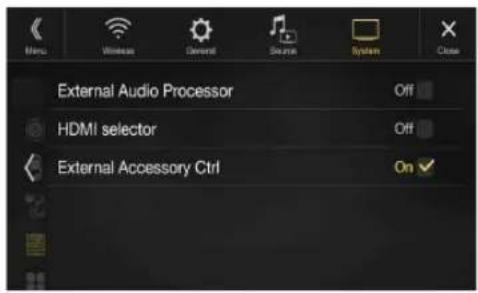 External Audio Processor HDMI selector External Accessory Ctrl