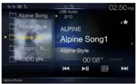 Alpine Song Alpine Style Alpine Style Chopin_N... TOEIC pre... USB Audio 3/10 ALPINE Alpine Song1 Alpine Style — 00'08" +★ 02:50 PM Alpine Phone