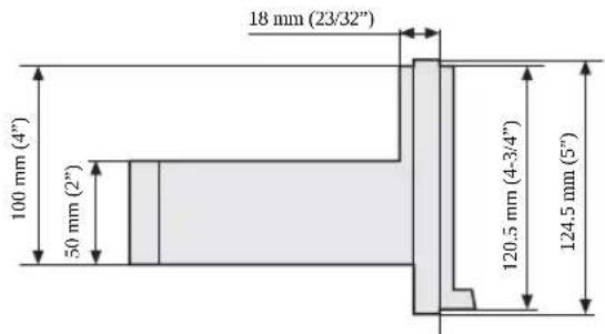 18 mm (23/32") 100 mm (4") 50 mm (2") 120.5 mm (4-3/4") 124.5 mm (5)