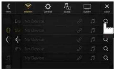 Menu Wireless General Source System Down Blu: No Device Ser: No Device Air: No Device iPh: No Device No Device
