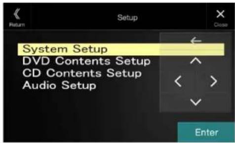 System Setup DVD Contents Setup CD Contents Setup Audio Setup Enter