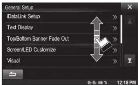 General Setup iDataLink Setup Text Display Top/Bottom Banner Fade Out Screen/LED Customize Visual