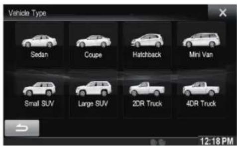 Vehicle Type Sedan Coupe Hatchback Mini Van Small SUV Large SUV 2DR Truck 4DR Truck 12:18 PM