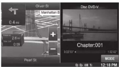 Oliver St Manhattan B 2.6 mi Two B 0.4 mi 0.09 + - Pearl St Disc DVD-V Chapter:001 0:00 53° 1:32:42° MODE 12:18 PM