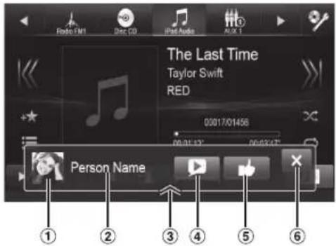 Radio FM1 Disc CD iRad Audio A.K.I The Last Time Taylor Swift RED 0001701456 00:01:13' 00:02:47' Person Name ① ② ③ ④ ⑤ ⑥