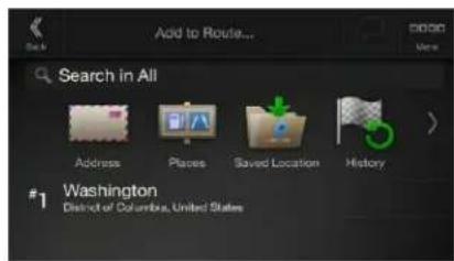 Add to Route... Search in All Address Places Saved Location History #1 Washington District of Columbia, United States