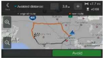 Avoided distance: 3.8 m +7.7 m +0:68 original route new route 405 Burbank Capestry Pacadilla Los Angeles P. Moris Avoid