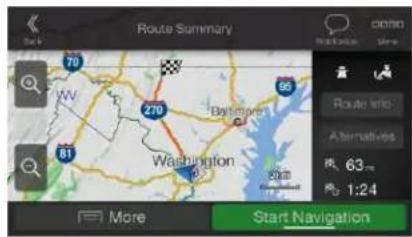 Route Summary 70 79 270 81 Washington Baltimore 96 83 Route into Alternatives 63 1:24 More Start Navigation