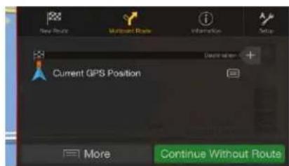 New Route Migrant Route Information Setup Current GPS Position More Continue Without Route
