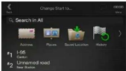 Change Start to... Search in All Address Places Saved Location History #1 I-95 Canton #2 Unnamed road Near Boston