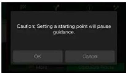 Caution: Setting a starting point will pause guidance. OK Cancel
