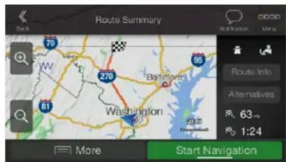 Route Summary 70 W 270 Baltimore 95 Washington 81 More Start Navigation