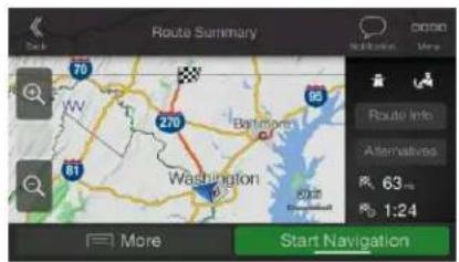 Route Summary 70 W 270 Baltimore 81 Washington 95 Route Info Alternatives 63 1:24 More Start Navigation
