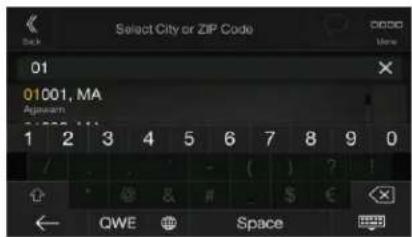 Select City or ZIP Code 01 01001, MA Agguanam 1 2 3 4 5 6 7 8 9 0 / - ( ) ? ? + * & # $ € ← QWE Space