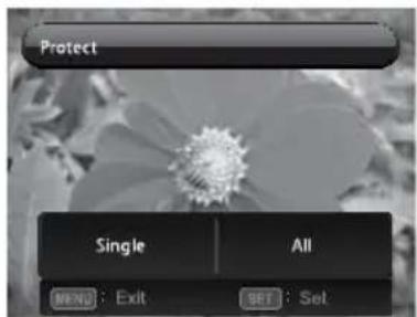 Protect Single All MENU: Exit SET: Set