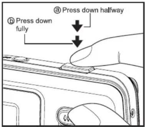 Press down halfway Press down fully
