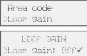 Area code Loop gain LOOP GAIN Loop gain: OFF
