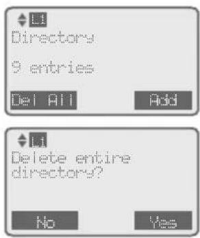 ◆L1 Directory 9 entries Del All Add ◆L1 Delete entire directory? No Yes