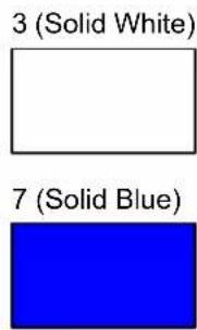 3 (Solid White) 7 (Solid Blue)