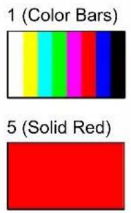 1 (Color Bars) 5 (Solid Red)