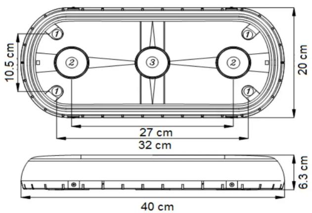 10.5 cm 27 cm 32 cm 40 cm 6.3 cm 20 cm ① ② ③ ④