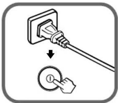 Diagram showing the installation of an electrical plug with a circular button, indicating disassembly or reassembly.
