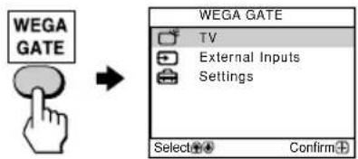 WEGA GATE → WEGA GATE TV External Inputs Settings Select Confirm