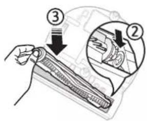 Diagram showing a hand holding a device with labeled parts, including a numbered callout and a magnified inset of the device's internal structure.