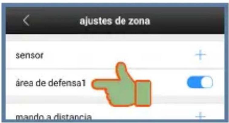 ajustes de zona sensor área de defensa1 mando a distancia
