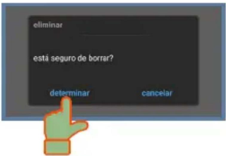 eliminar está seguro de borrar? determinar cancelar