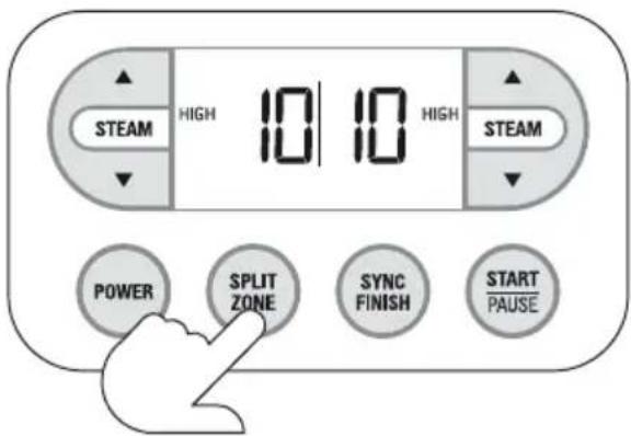 STEAM HIGH 10 10 HIGH STEAM POWER SPLIT ZONE SYNC FINISH START PAUSE