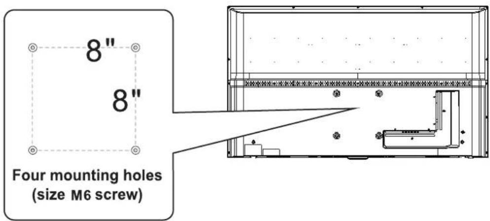 8" 8" Four mounting holes (size M6 screw)