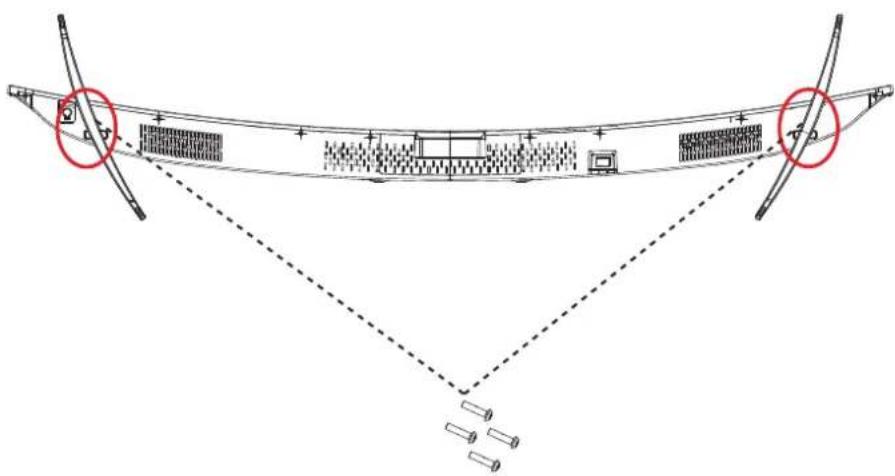 Technical diagram showing structural components with red circles highlighting specific areas, likely for engineering or architectural reference.