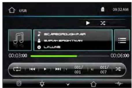 USB 09:32 AM SCARGOROUGH PAR SAPAK BRIGHTMAN LALUNE 00:03:00 00:06:00 001/ 001 007