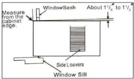 Measure from the cabinet edge. WindowSash About 1½" to 1½" Side Louvers Window Sill