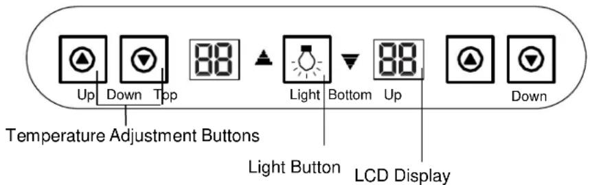 Up Down Top 88 Light Bottom Up LCD Display Temperature Adjustment Buttons Light Button LCD Display