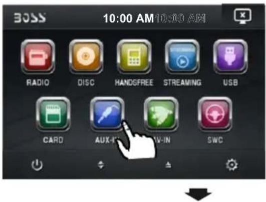 BOSS 10:00 AM 10:00 AM RADIO DISC HANDGFREE STREAMING USB CARD AUX-1 INV-IN SWC