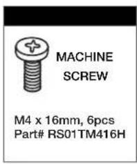 MACHINE SCREW M4 x 16mm, 6pcs Part# RS01TM416H