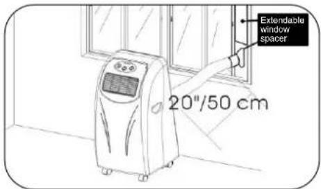 Extendable window spacer 20"/50 cm