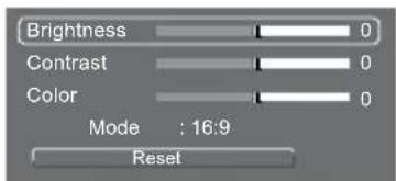 Brightness Contrast Color Mode : 16:9 Reset
