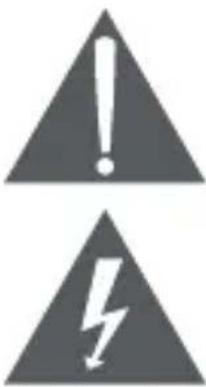 Two warning symbols: one with exclamation mark and the other with lightning bolt symbol
