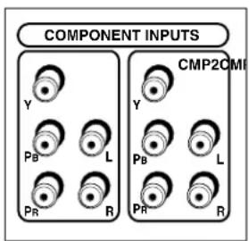 COMPONENT INPUTS Y Pb L PR R CMP2CM1 Y Pb L PR R