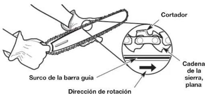 Cortador Surco de la barra guía Dirección de rotación Cadena de la sierra, plana